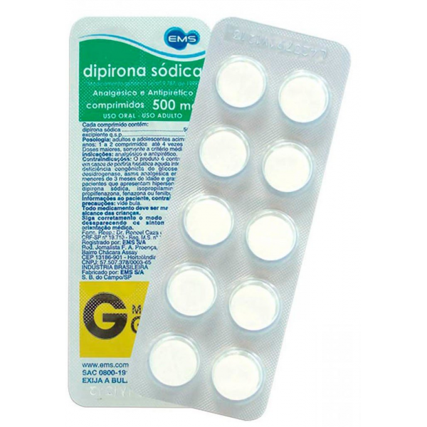 DIPIRONA MONOIDRATADA 500 mg COM 10 COMPRIMIDOS